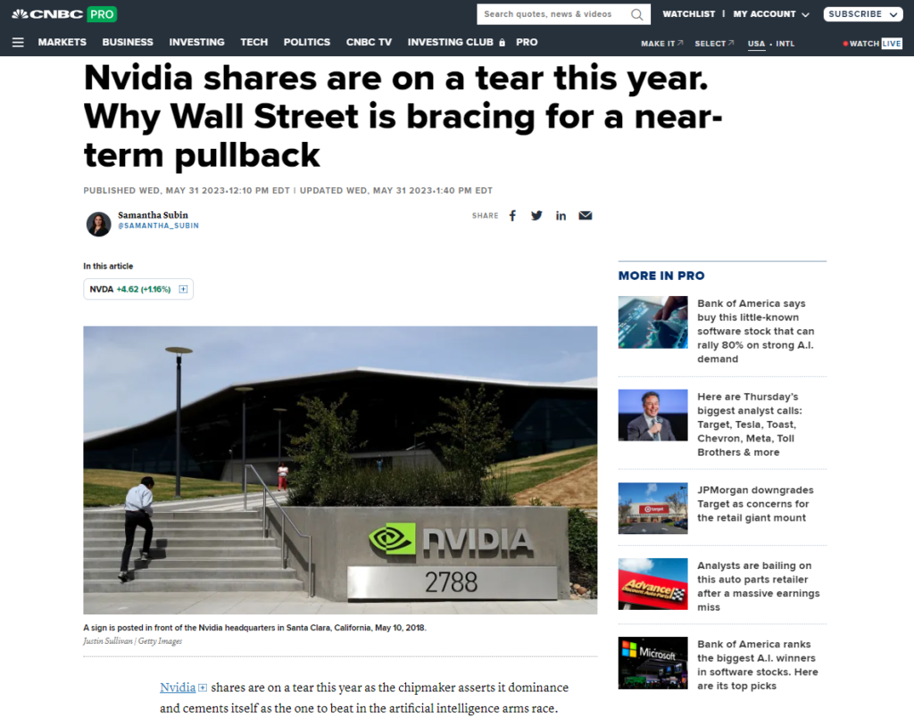 stock market pullback tech nvidia cnbc article